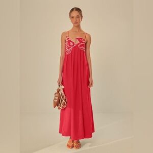 FARM RIO RED FISH TOP MAXI DRESS